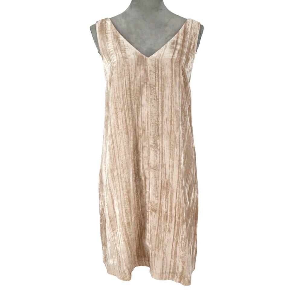 Loft Dress Womens 4 Blush Pink Crushed Velour Shift Lined Short Back Zip Party